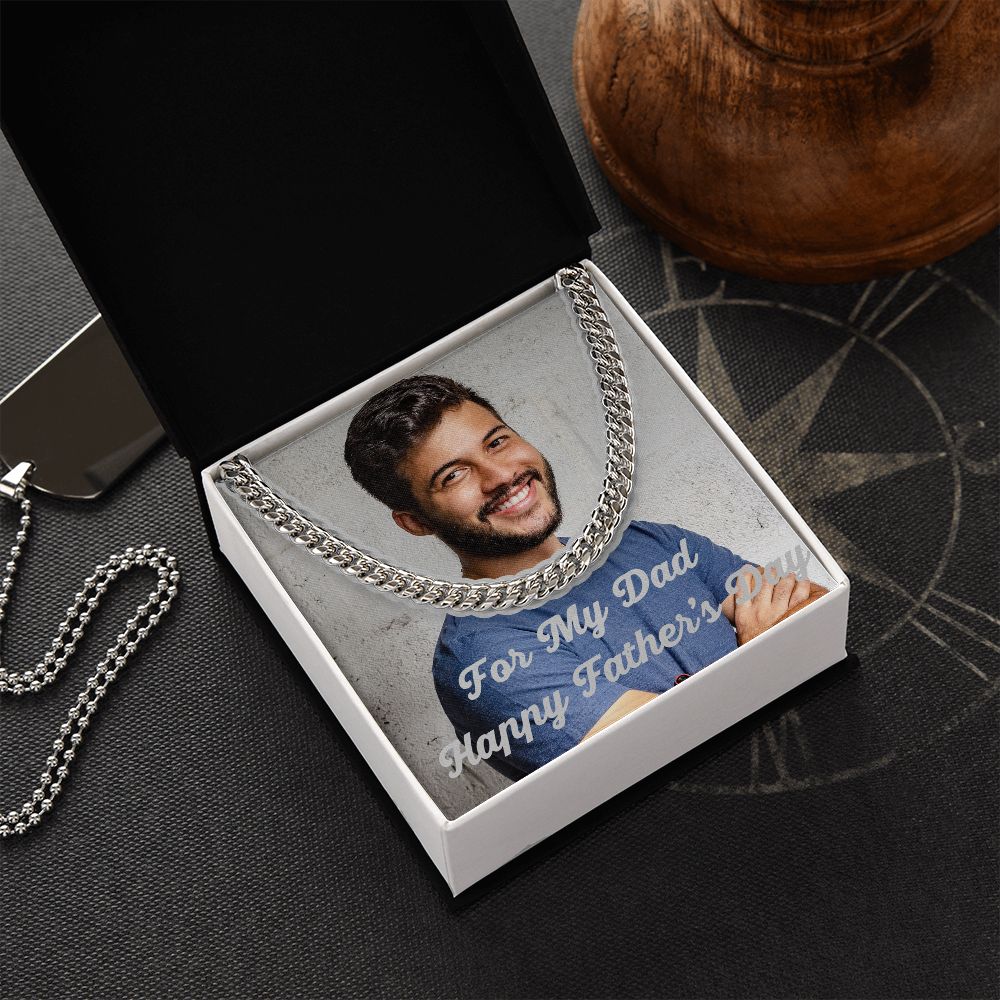 For My Dad Happy Father's Day Cz Cuban Link Chain