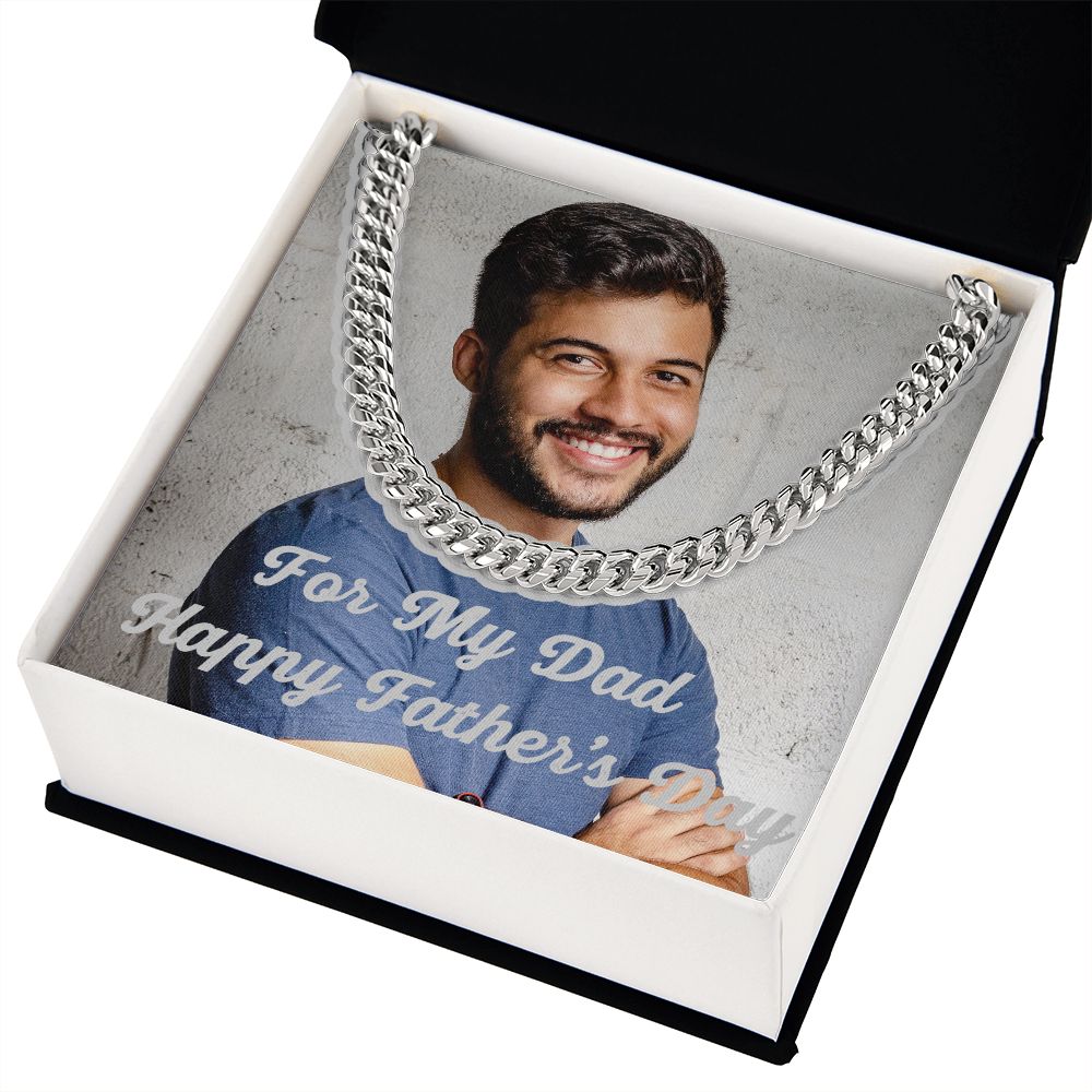 For My Dad Happy Father's Day Cz Cuban Link Chain
