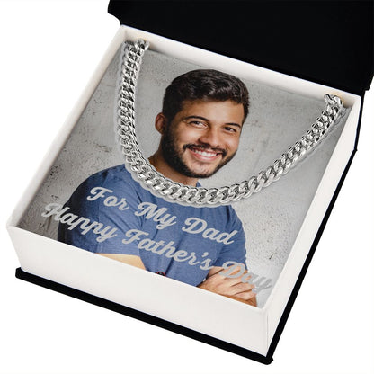 For My Dad Happy Father's Day Cz Cuban Link Chain