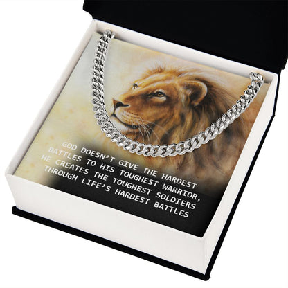 Gof Gives His Battles to The Toughest Soldiers Cuban Chain Necklace  For Dad