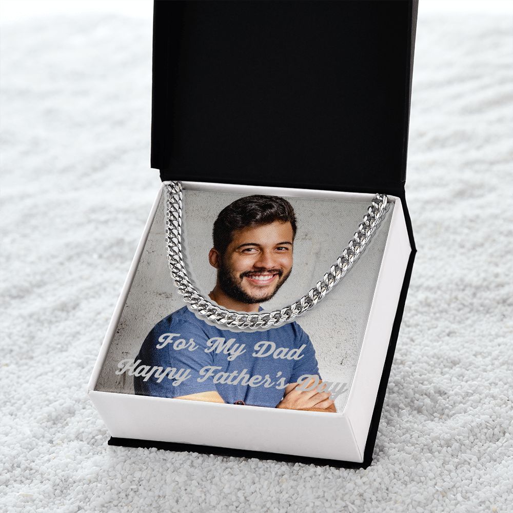 For My Dad Happy Father's Day Cz Cuban Link Chain