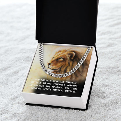Gof Gives His Battles to The Toughest Soldiers Cuban Chain Necklace  For Dad