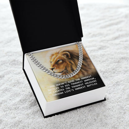 Gof Gives His Battles to The Toughest Soldiers Cuban Chain Necklace  For Dad