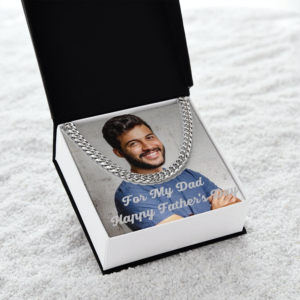 For My Dad Happy Father's Day Cz Cuban Link Chain