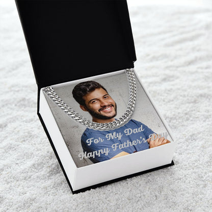 For My Dad Happy Father's Day Cz Cuban Link Chain
