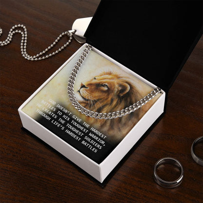 Gof Gives His Battles to The Toughest Soldiers Cuban Chain Necklace  For Dad