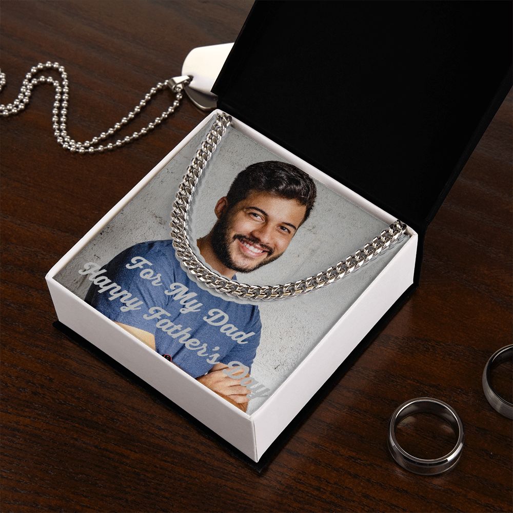 For My Dad Happy Father's Day Cz Cuban Link Chain