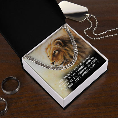 Gof Gives His Battles to The Toughest Soldiers Cuban Chain Necklace  For Dad