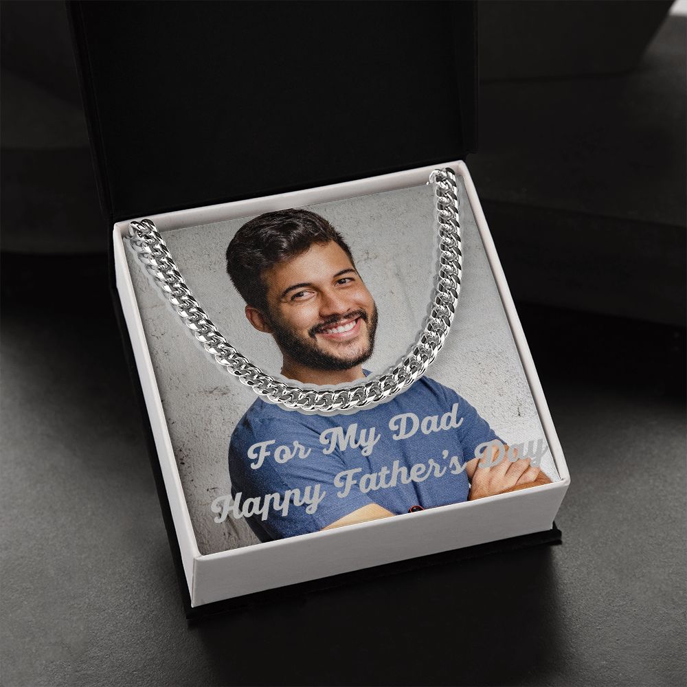 For My Dad Happy Father's Day Cz Cuban Link Chain