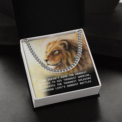 Gof Gives His Battles to The Toughest Soldiers Cuban Chain Necklace  For Dad