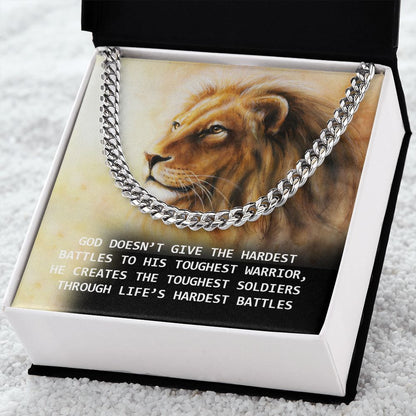 Gof Gives His Battles to The Toughest Soldiers Cuban Chain Necklace  For Dad