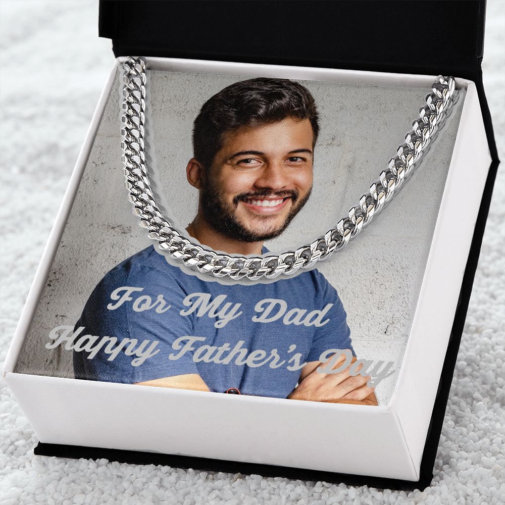 For My Dad Happy Father's Day Cz Cuban Link Chain