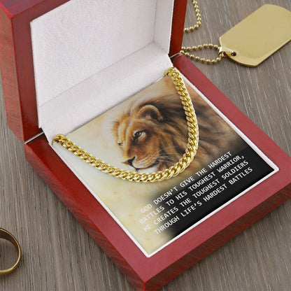 Gof Gives His Battles to The Toughest Soldiers Cuban Chain Necklace  For Dad