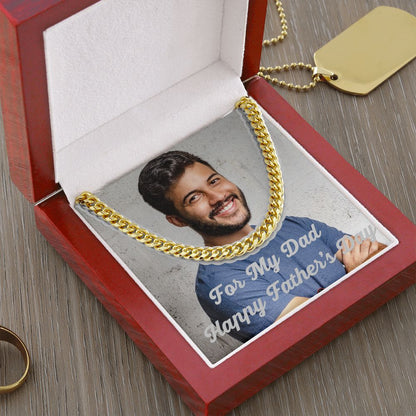 For My Dad Happy Father's Day Cz Cuban Link Chain