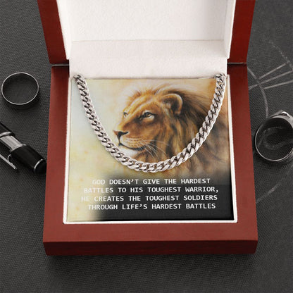 Gof Gives His Battles to The Toughest Soldiers Cuban Chain Necklace  For Dad