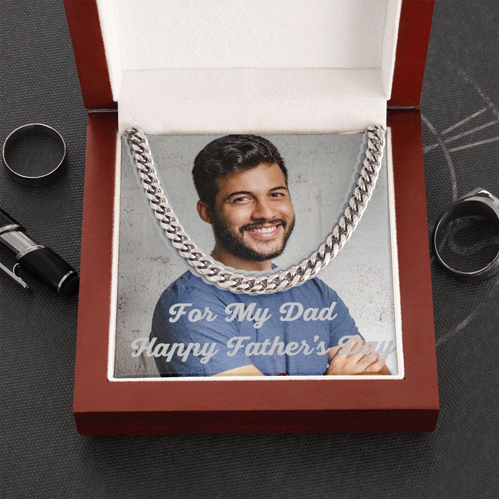 For My Dad Happy Father's Day Cz Cuban Link Chain