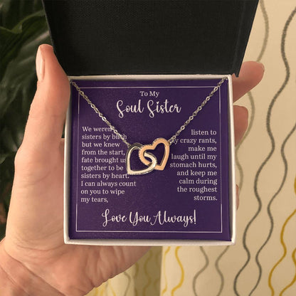 To My Soul Sister Interlocking Heart Gift For Birthdays, Anniversaries, Weddings, or Any Occasion