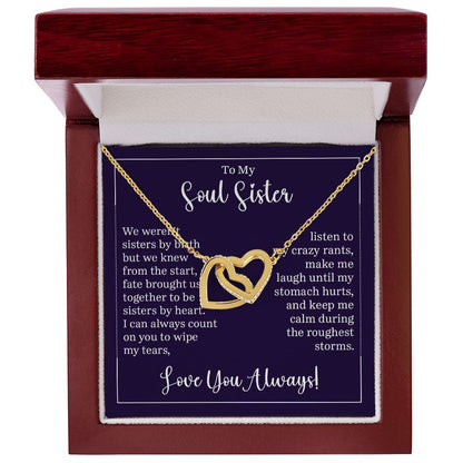 To My Soul Sister Interlocking Heart Gift For Birthdays, Anniversaries, Weddings, or Any Occasion