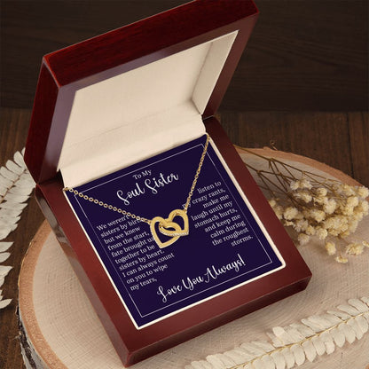 To My Soul Sister Interlocking Heart Gift For Birthdays, Anniversaries, Weddings, or Any Occasion