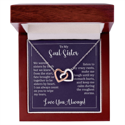 To My Soul Sister Interlocking Heart Gift For Birthdays, Anniversaries, Weddings, or Any Occasion