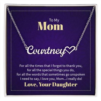 To Mom Name Necklace from Your Daughter on Mother's Day. birthday or Any Occasion