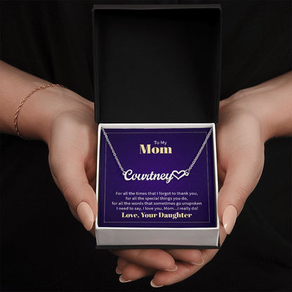 To Mom Name Necklace from Your Daughter on Mother's Day. birthday or Any Occasion