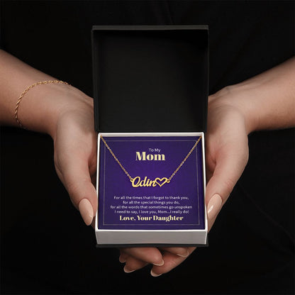 To Mom Name Necklace from Your Daughter on Mother's Day. birthday or Any Occasion