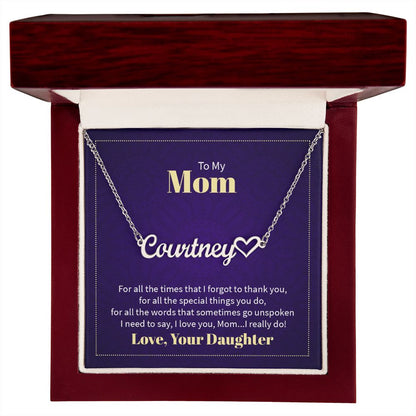 To Mom Name Necklace from Your Daughter on Mother's Day. birthday or Any Occasion
