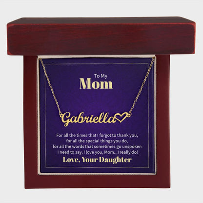 To Mom Name Necklace from Your Daughter on Mother's Day. birthday or Any Occasion
