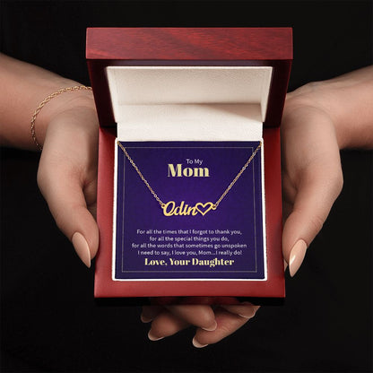 To Mom Name Necklace from Your Daughter on Mother's Day. birthday or Any Occasion