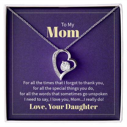 To My Mom Forever Love Necklace With message For Mom, Gift from Daughter or Son