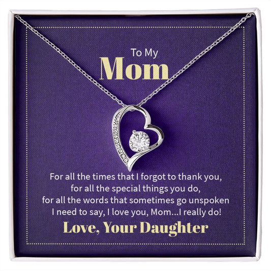 To My Mom Forever Love Necklace With message For Mom, Gift from Daughter or Son