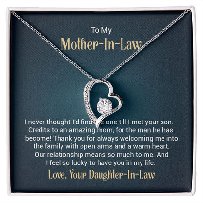 To My Mother - in - Law Forever Love Necklace With message For Mom, Gift from Daughter or Son