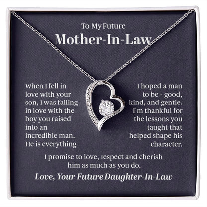 To My Future Mother  in  Law Forever Love Necklace With message For Mom, Gift from Daughter or Son