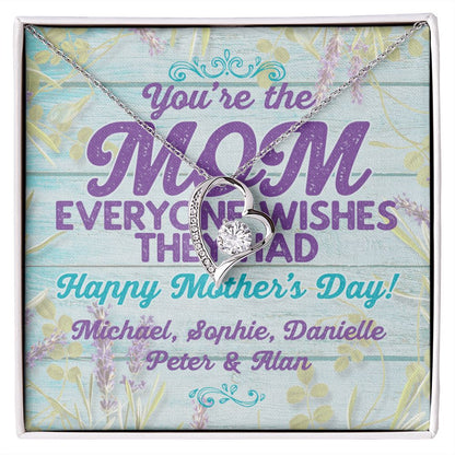 You Are The Mom Forever Love Necklace With message For Mom, Gift from Daughter or Son
