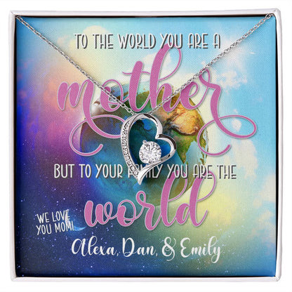 You Are The World 2 to Us Forever Love Necklace With message For Mom, Gift from Daughter or Son