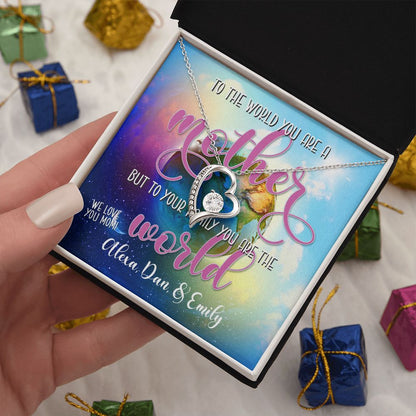 You Are The World 2 to Us Forever Love Necklace With message For Mom, Gift from Daughter or Son