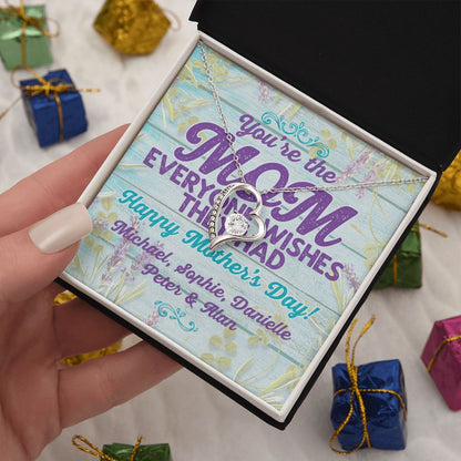 You Are The Mom Forever Love Necklace With message For Mom, Gift from Daughter or Son