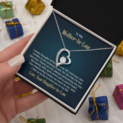 To My Mother - in - Law Forever Love Necklace With message For Mom, Gift from Daughter or Son