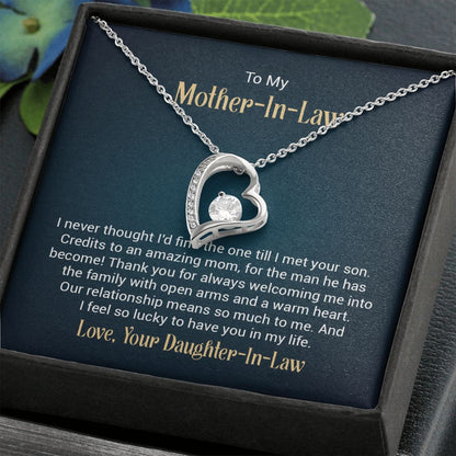 To My Mother - in - Law Forever Love Necklace With message For Mom, Gift from Daughter or Son