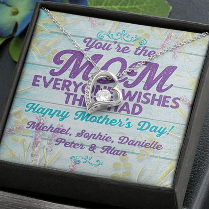 You Are The Mom Forever Love Necklace With message For Mom, Gift from Daughter or Son
