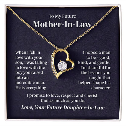 To My Future Mother  in  Law Forever Love Necklace With message For Mom, Gift from Daughter or Son