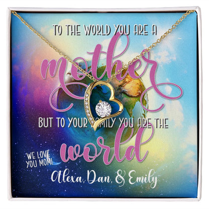 You Are The World 2 to Us Forever Love Necklace With message For Mom, Gift from Daughter or Son