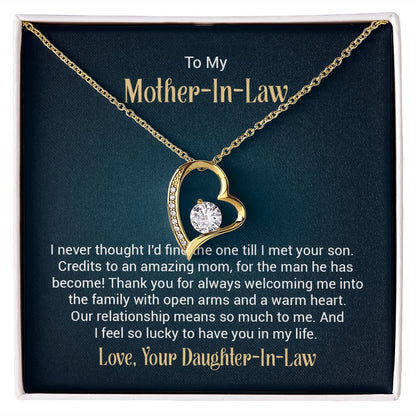 To My Mother - in - Law Forever Love Necklace With message For Mom, Gift from Daughter or Son