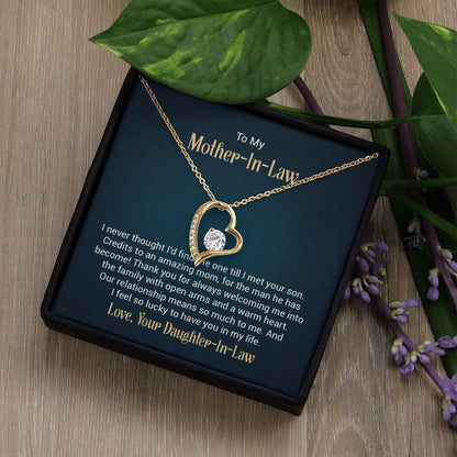 To My Mother - in - Law Forever Love Necklace With message For Mom, Gift from Daughter or Son