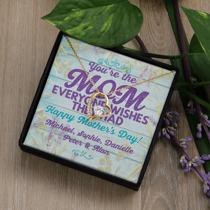 You Are The Mom Forever Love Necklace With message For Mom, Gift from Daughter or Son