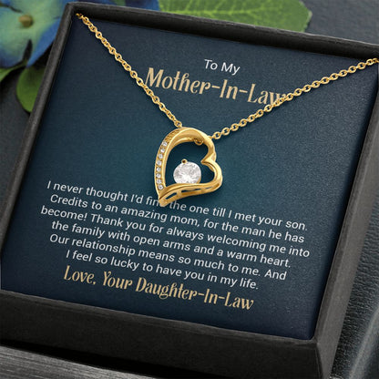 To My Mother - in - Law Forever Love Necklace With message For Mom, Gift from Daughter or Son
