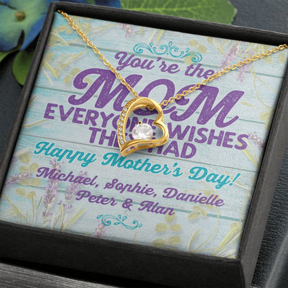 You Are The Mom Forever Love Necklace With message For Mom, Gift from Daughter or Son