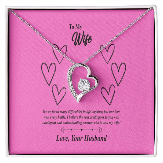 To My Wife, We' Face Many Battles Together Forever Love Necklace