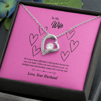 To My Wife, We' Face Many Battles Together Forever Love Necklace